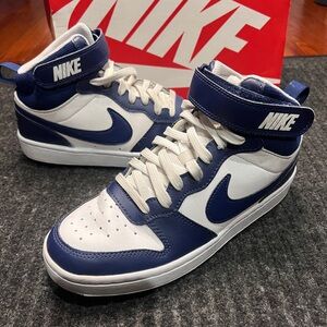 Nike Court Borough Mid 2 GS White Blue Youth Sneakers Size 5.5Y